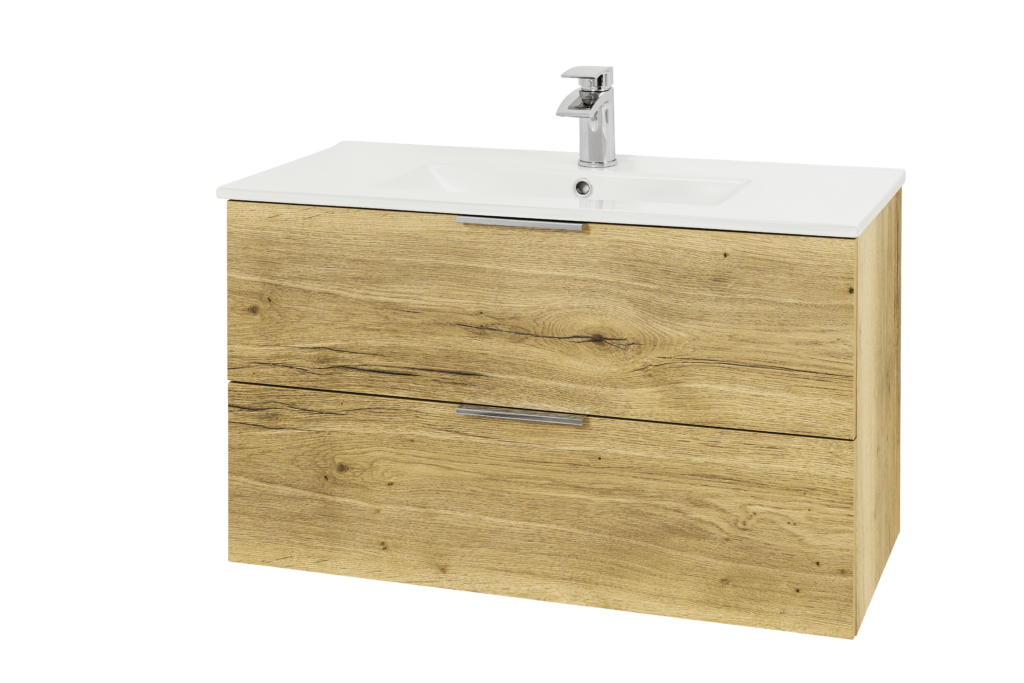 Weston 800mm 2 Drawer Halifax Oak W/H Midelton Tiles
